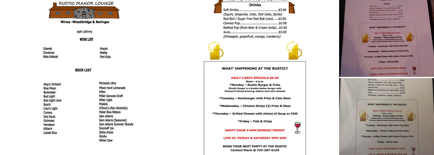 Rustic Manor Menu