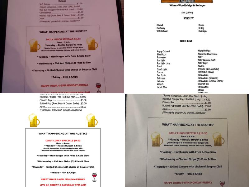Rustic Manor Menu