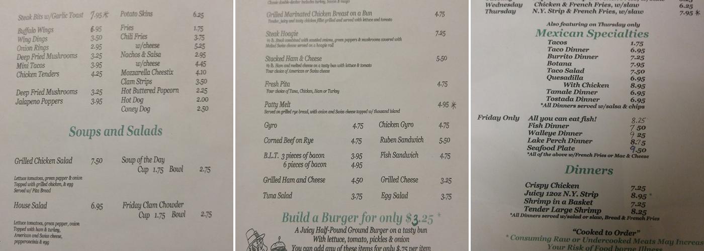 Cavill's Lounge Menu