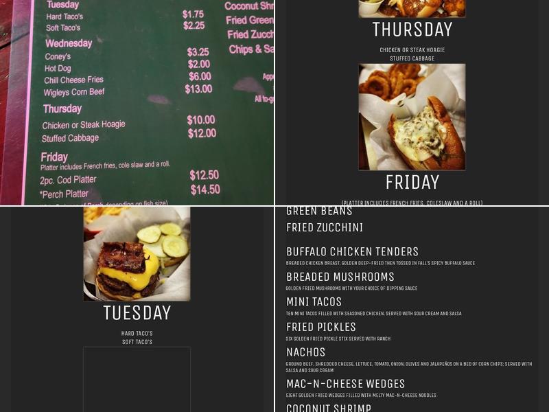 Falls Sports Lounge Menu