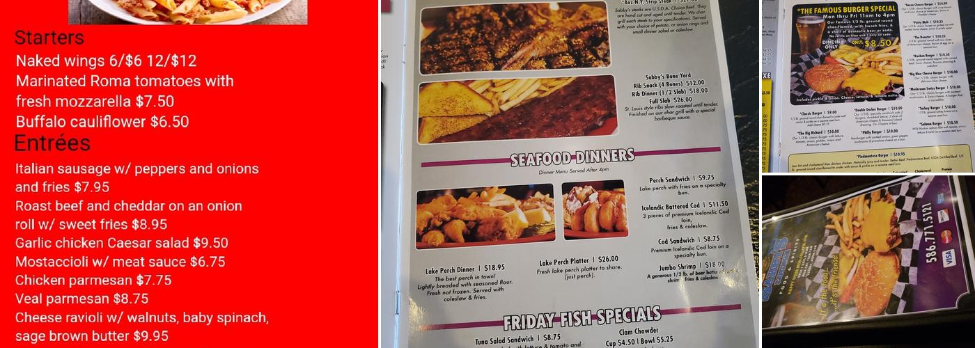 Sabby's Lounge Menu