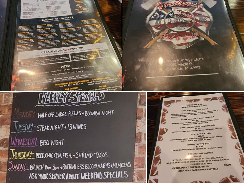 The Firehouse Pub Menu