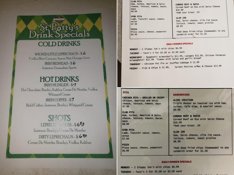 Alibi Inn Menu