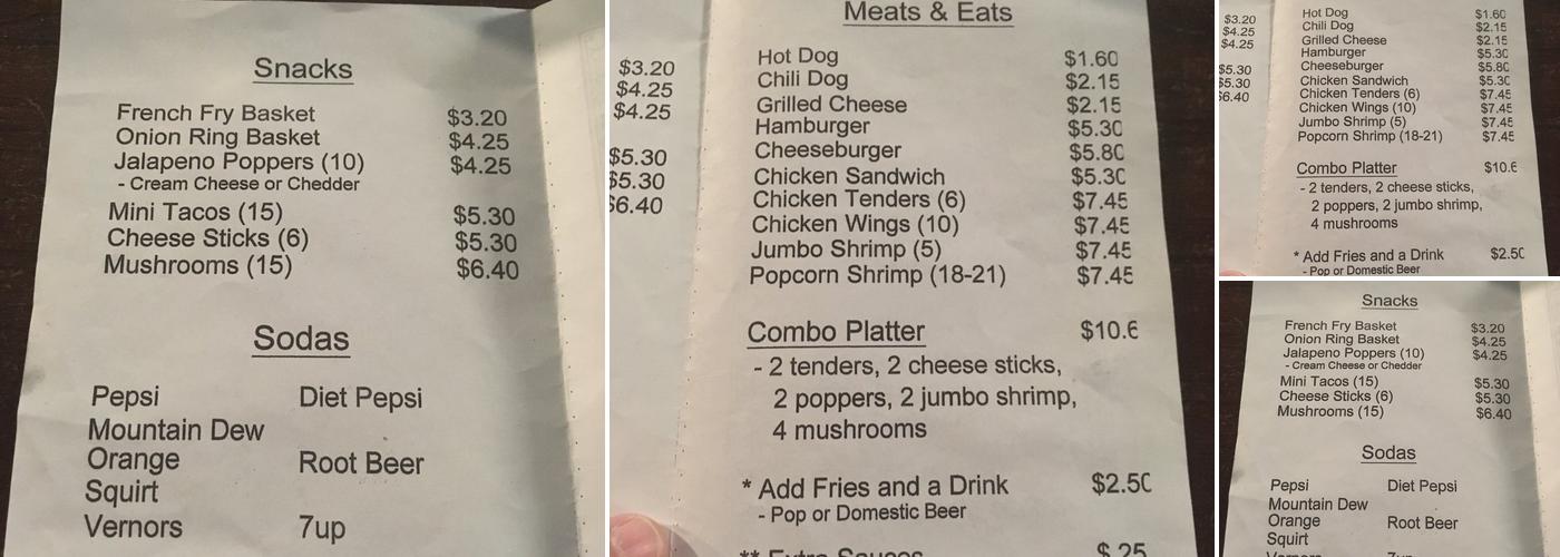 Satch's Place Menu