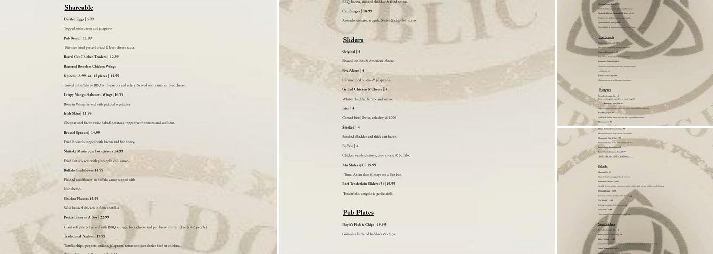 Dick O' Dow's Menu
