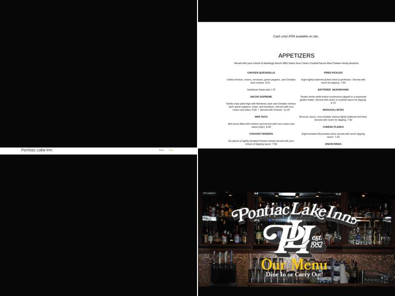 Pontiac Lake Inn Menu