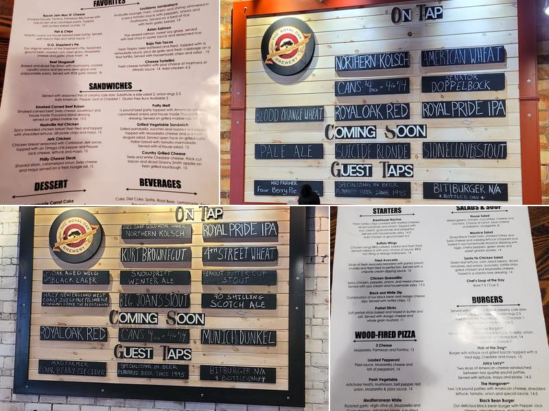 The Royal Oak Brewery Menu