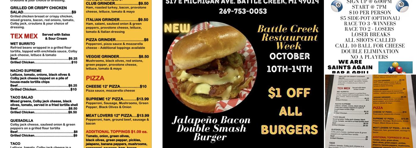 Saints Again Menu