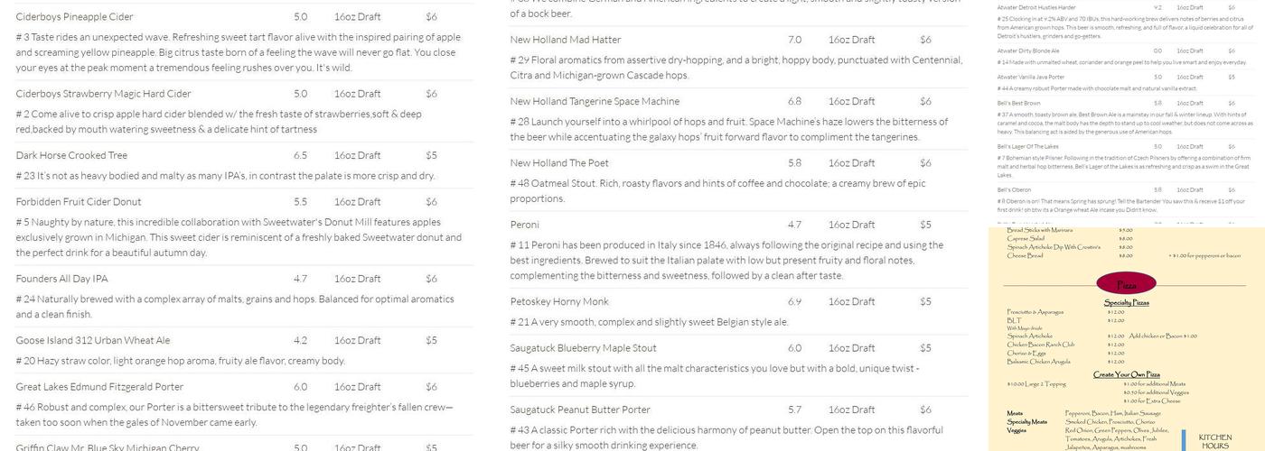 Woody O'Brien's Menu