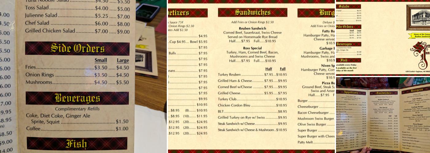 Scottish Inn Menu