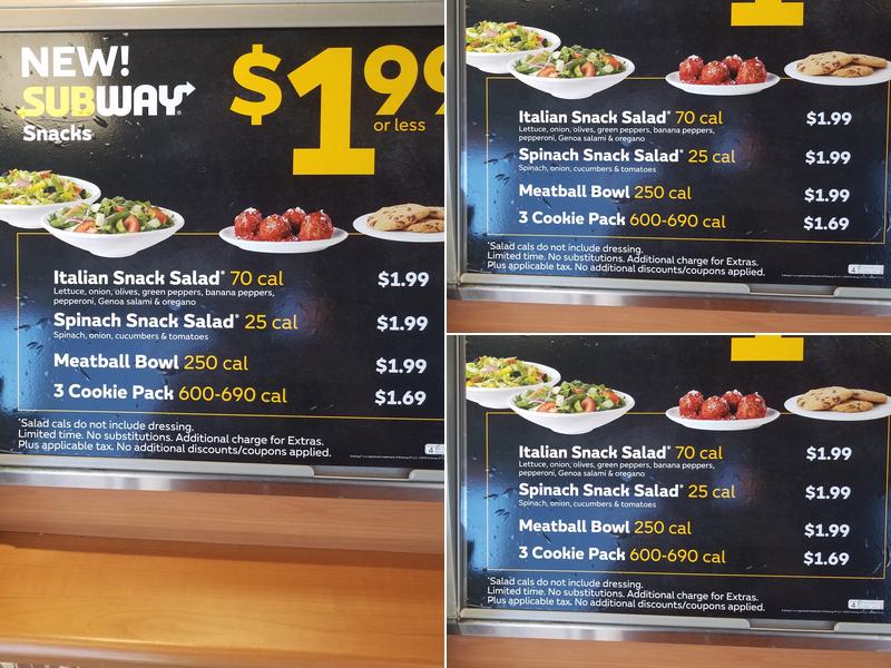 Subway Menu
