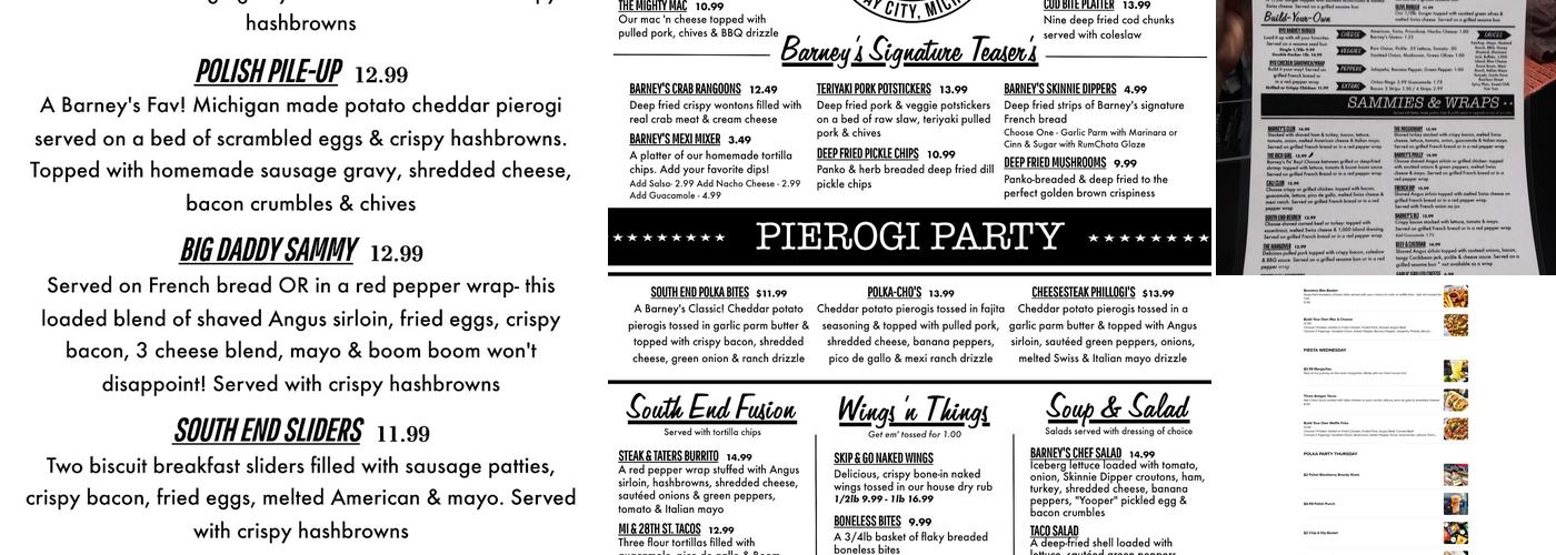 Barney's Bar & Grill Menu