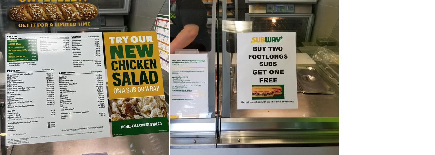 Subway Menu