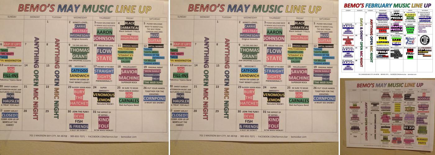Bemo's Bar Menu