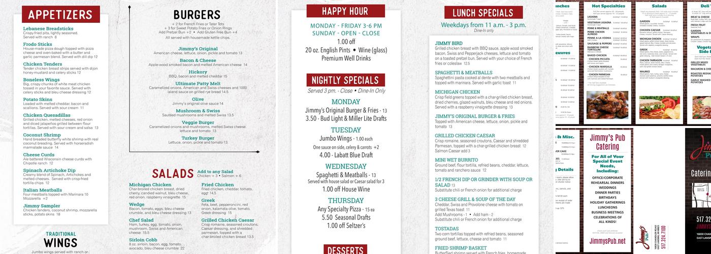 Jimmy's Pub Menu
