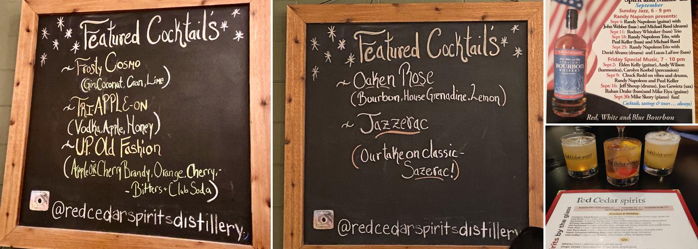 Red Cedar Spirits Menu