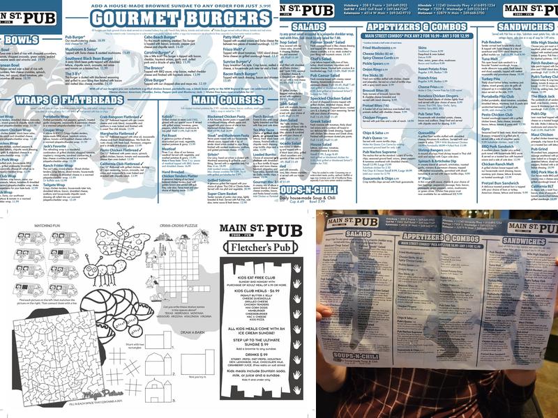 Main St. Pub Menu