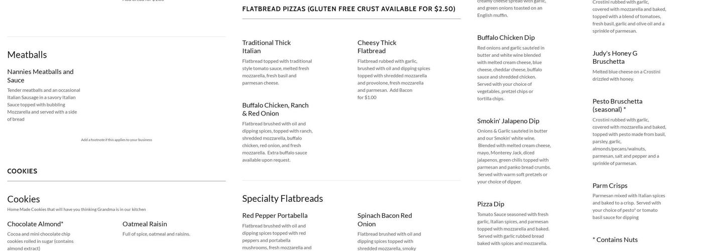 Grape Beginnings Winery, LLC Menu