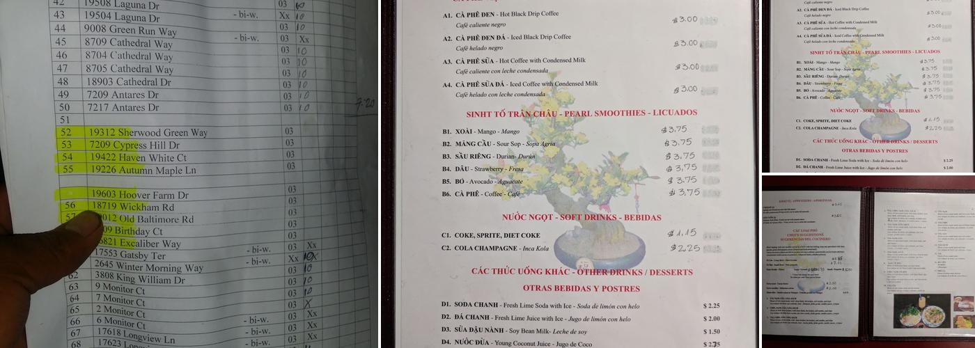 Phở 301 Menu