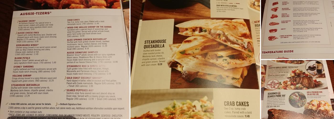 Outback Steakhouse Menu