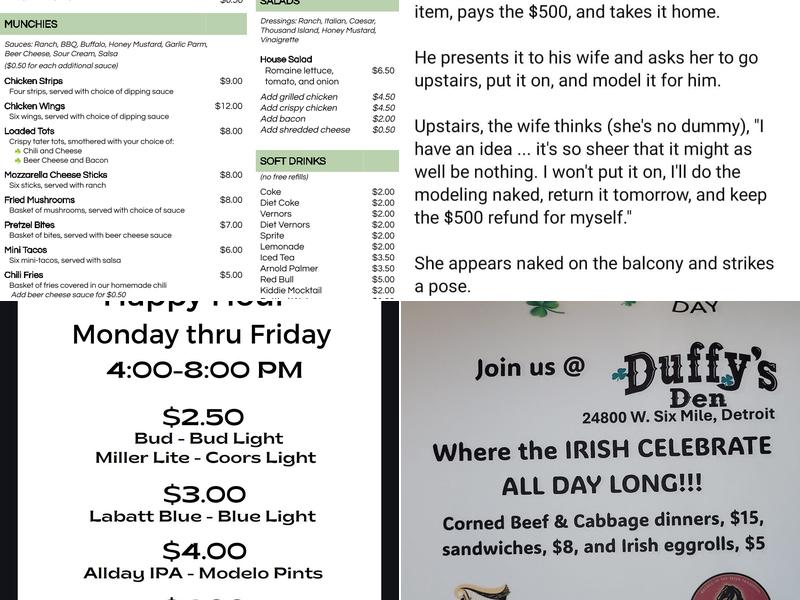 Duffy's Den Menu