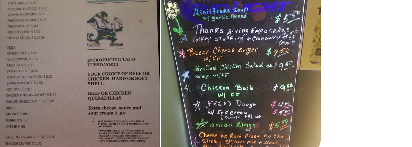 Hayes Tavern Menu