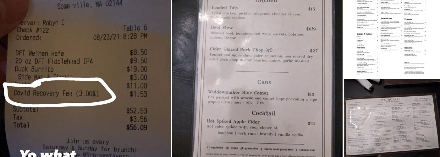 Five Horses Tavern Menu