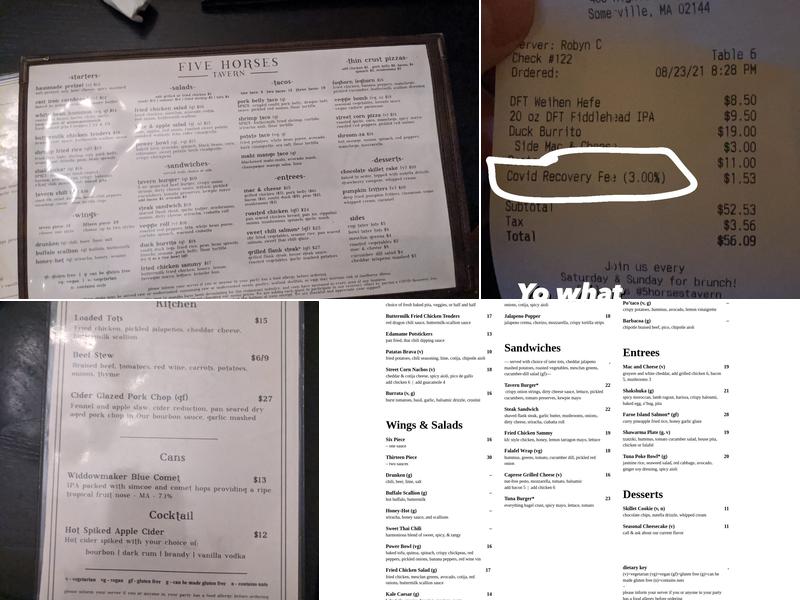 Five Horses Tavern Menu