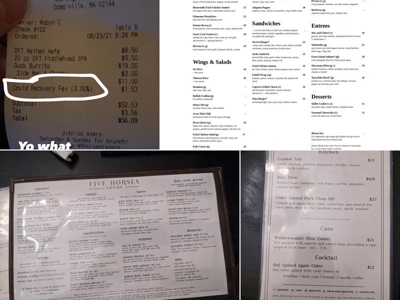 Five Horses Tavern Menu