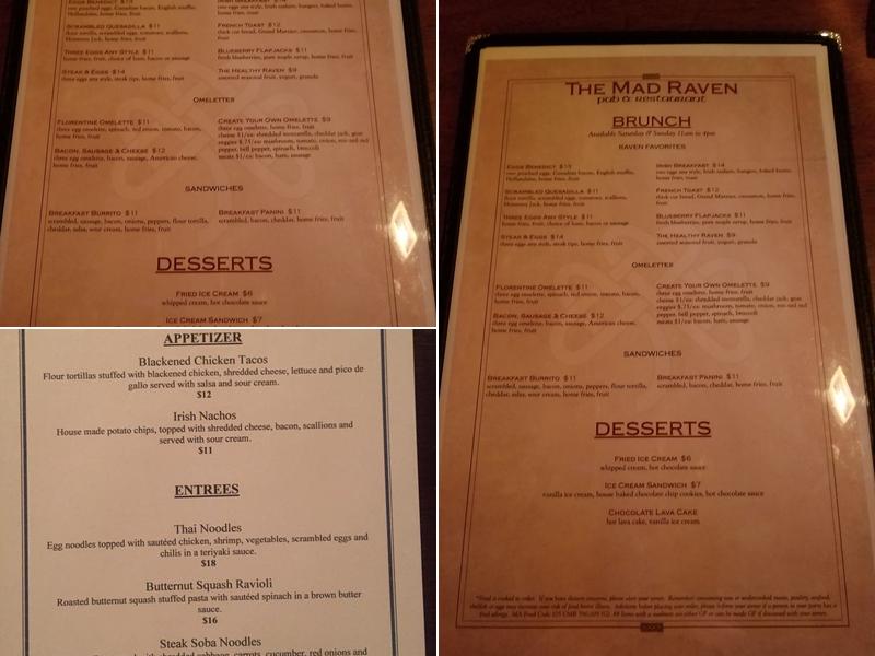 Mad Raven Menu
