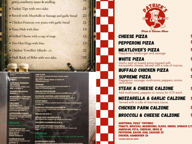 Patrick's Menu