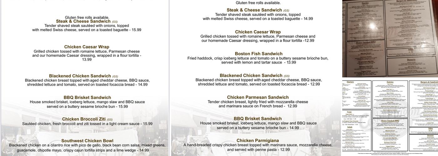 Cask 'n Flagon Menu