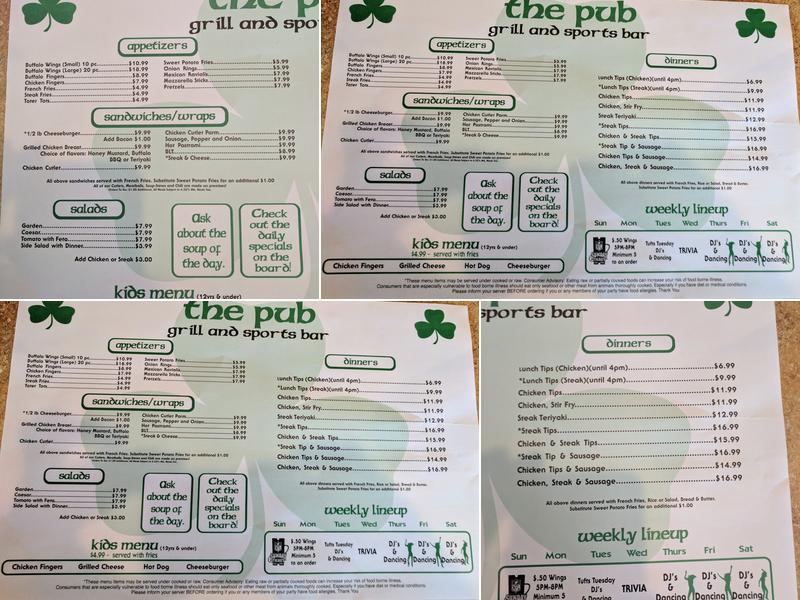 The Pub Menu