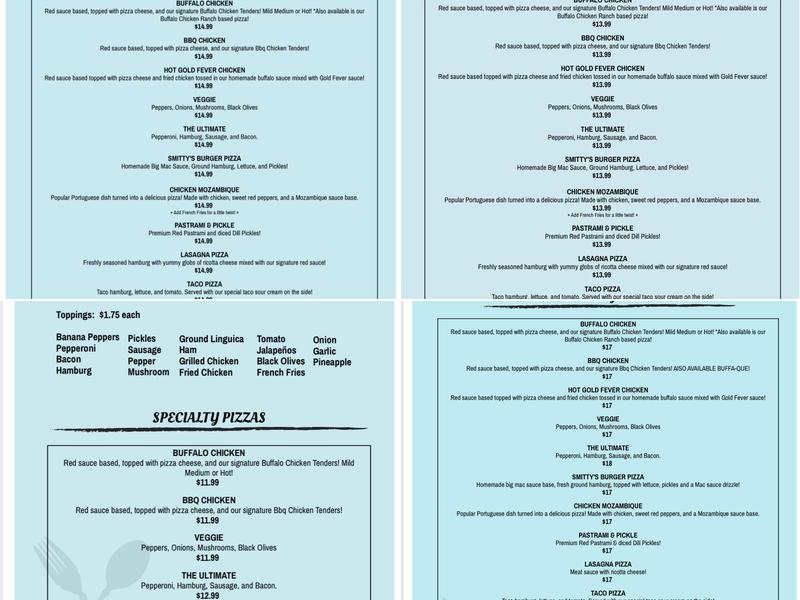 Smitty's Pub & Pizza Menu