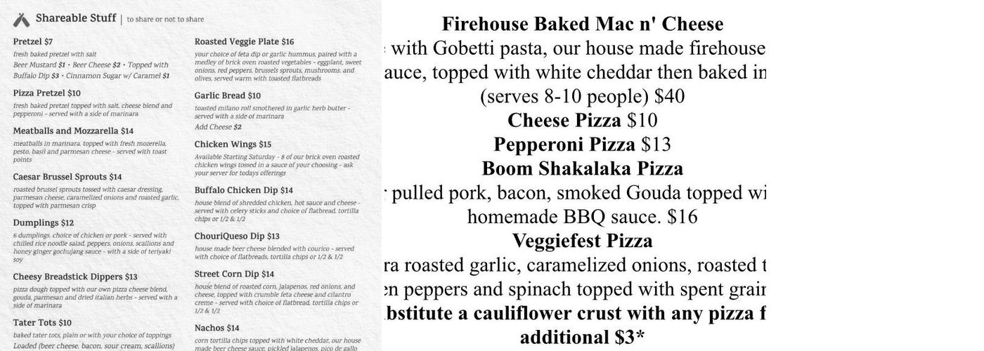 Berkley Beer Company Menu