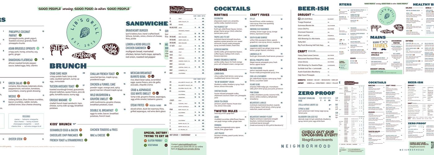 Lib's Grill Menu