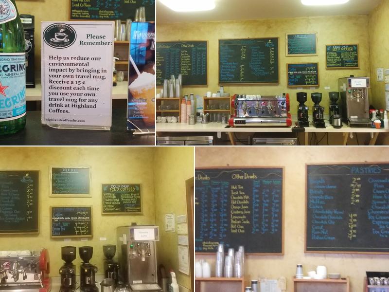 Highland Coffees Menu