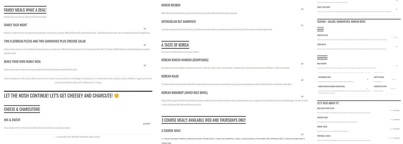 Methuselah Bar and Lounge Menu