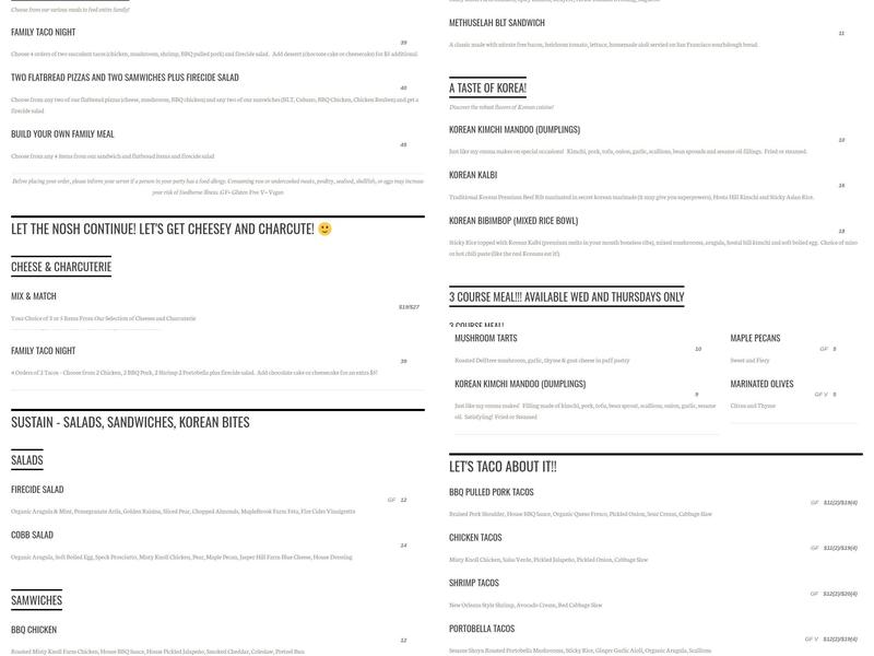 Methuselah Bar and Lounge Menu