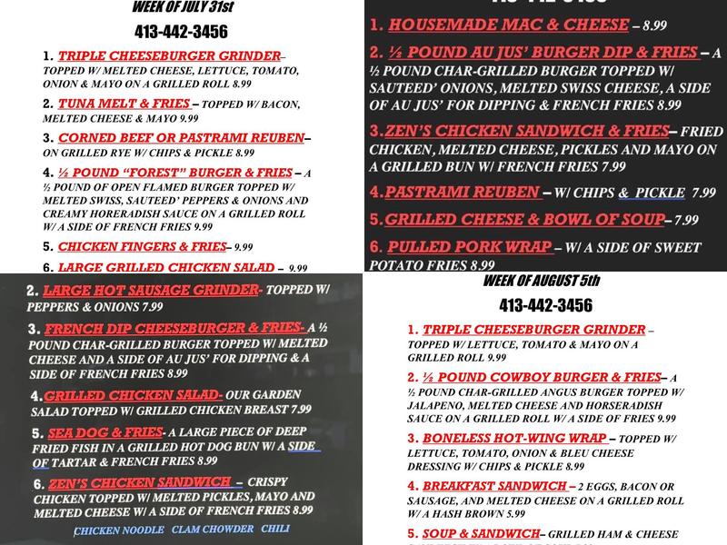 ZEN'S PUB Menu