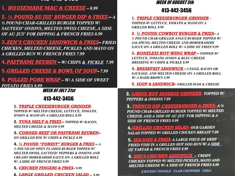 ZEN'S PUB Menu