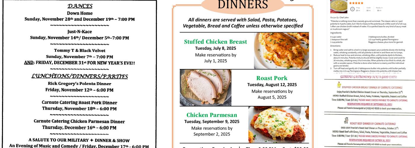 Italian-American Club Menu