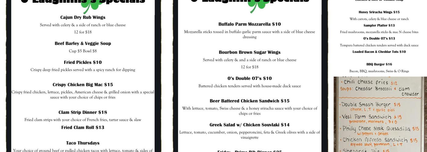 O'Laughlin's Pub Menu