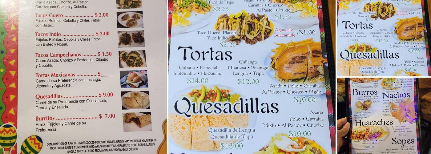 La Taberna Night Club Menu