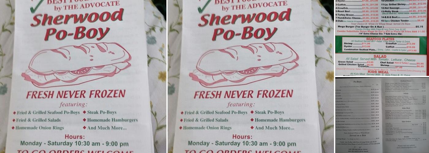 Sherwood Po-boy Menu