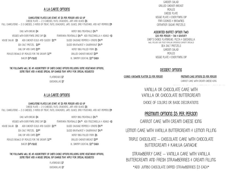 Skyline Beer Company Menu