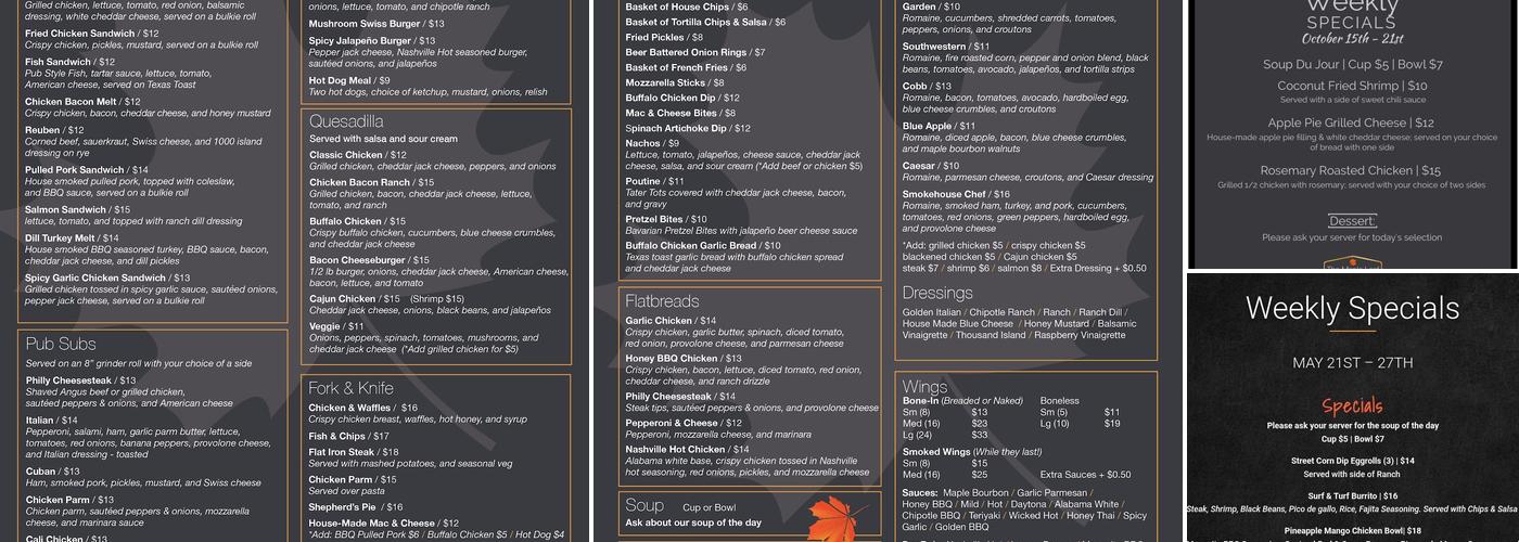 The Maple Leaf Pub Menu