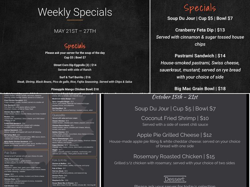 The Maple Leaf Pub Menu