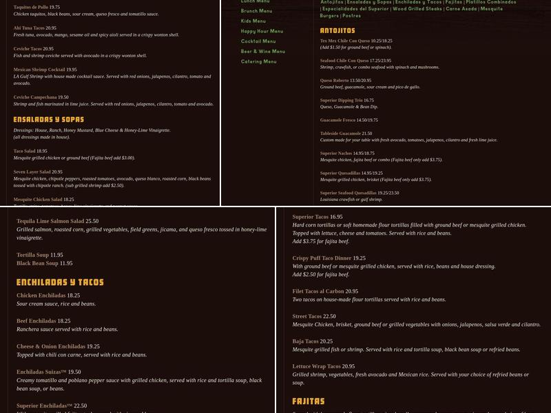 Superior Grill Highland Menu