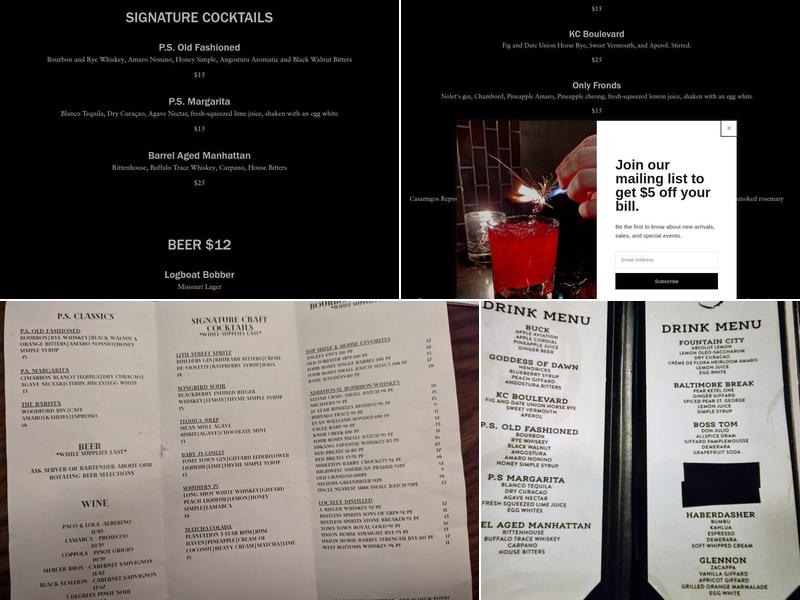 P.S. Speakeasy Menu